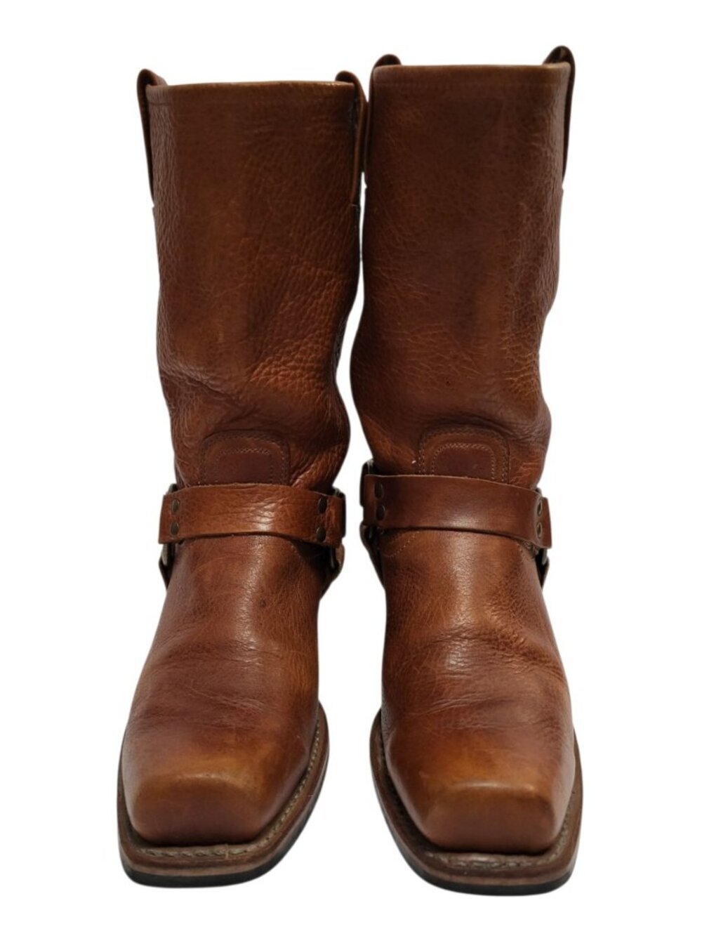 FRYE 12R Harness Boot Brown Oiled Leather Western Cowgirl Mid Calf Engineer Moto - Picture 3 of 11